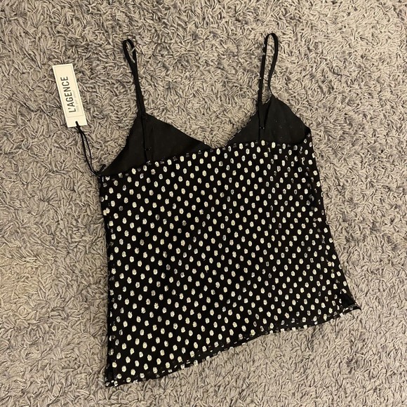 L’AGENCE NEW Jane Metallic Dot Chiffon Jacquard Spaghetti Cami Top Size XS - Picture 12 of 15
